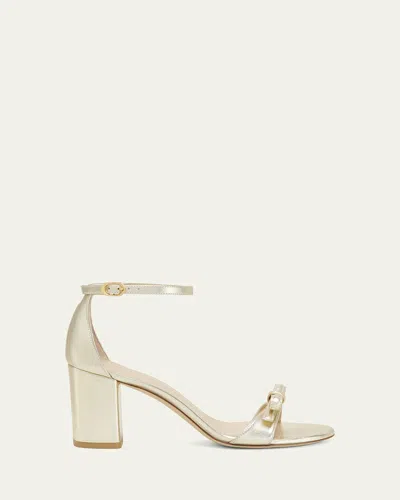 Stuart Weitzman Nudist Felicity Metallic Ankle-strap Sandals In Platino