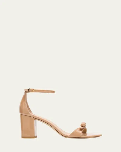 STUART WEITZMAN NUDIST FELICITY PATENT LEATHER ANKLE-STRAP SANDALS