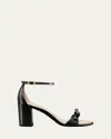 Stuart Weitzman Nudist Felicity Patent Leather Ankle-strap Sandals In Black