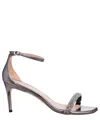 Stuart Weitzman Nudist Heeled Sandals In Silver