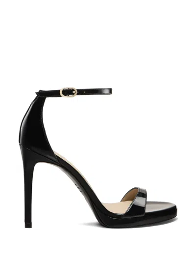 Stuart Weitzman 100mm Nudist Patent Leather Platform Sandals In Black