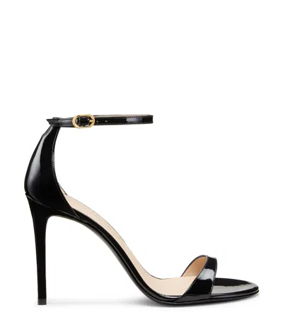 Stuart Weitzman Nudist Patent Leather Stiletto Platform Sandals In Black