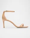 Stuart Weitzman Nudistcurve 100 Smooth Leather Sandal In Adobe
