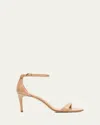 Stuart Weitzman Nudistcurve 100 Smooth Leather Sandal In Adobe