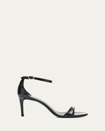 Stuart Weitzman Nudist Ii 75 Patent Leather Sandals In Black