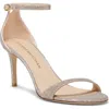 Stuart Weitzman Woman Sandals Platinum Size 5.5 Textile Fibers In Poudre
