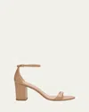 Stuart Weitzman Nudist Ii Leather Ankle-strap Sandals In Adobe