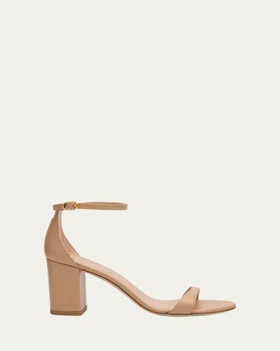 Stuart Weitzman Nudist Ii Leather Ankle-strap Sandals In Adobe