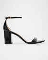 Stuart Weitzman Nudist Ii Leather Ankle-strap Sandals In Black