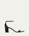 Stuart Weitzman Nudist Ii Leather Ankle-strap Sandals In Black