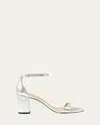 Stuart Weitzman Nudist Ii Leather Ankle-strap Sandals In Silver