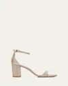 Stuart Weitzman Nudist Ii Metallic Ankle-strap Sandals In Poudre