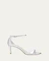 Stuart Weitzman Nudist Ii Metallic Ankle-strap Sandals In Silver