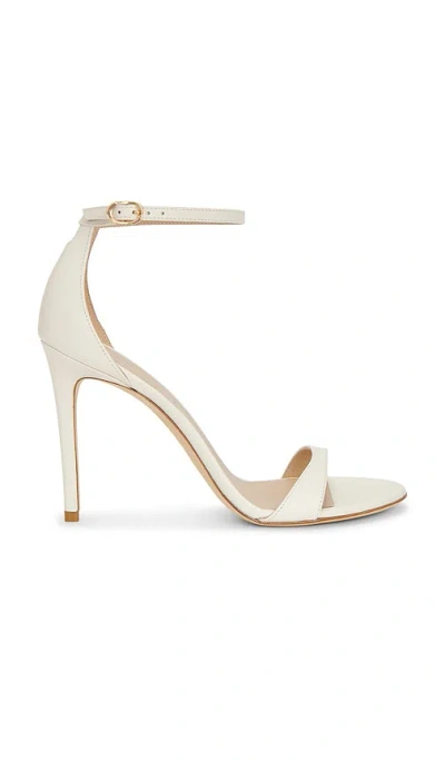 Stuart Weitzman Amelina 95 Leather Sandals In White