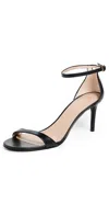 Stuart Weitzman Heel Buckle Open Toe Sandals In Black