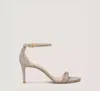 Stuart Weitzman Woman Sandals Platinum Size 5.5 Textile Fibers In Poudre