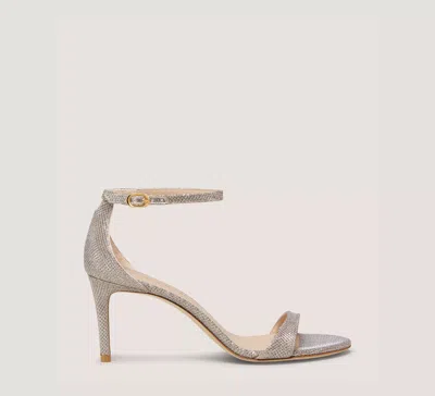 Stuart Weitzman Woman Sandals Platinum Size 5.5 Textile Fibers In Poudre