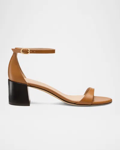 Stuart Weitzman Nudist Leather Ankle-strap Low Sandals