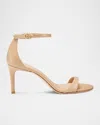 Stuart Weitzman Nudist Leather Ankle-strap Sandals In Neutral