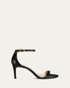 Stuart Weitzman Heel Buckle Open Toe Sandals In Black