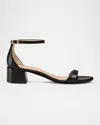 Stuart Weitzman Nudist Leather Ankle-strap Sandals In Black