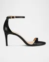 Stuart Weitzman Heel Buckle Open Toe Sandals In Black