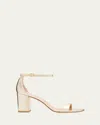 Stuart Weitzman Nudist Leather Ankle-strap Sandals In Light Gold