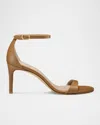 Stuart Weitzman Nudist Leather Ankle-strap Sandals In Macchiato