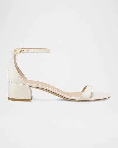 Stuart Weitzman Nudist Leather Ankle-strap Sandals In White