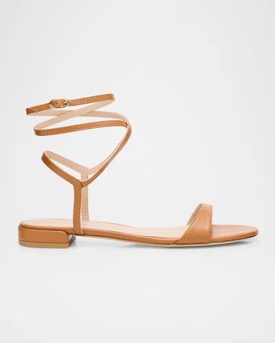 Stuart Weitzman Nudist Leather Ankle-wrap Sandals