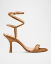 Stuart Weitzman Nudist Leather Ankle-wrap Sandals