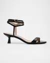 Stuart Weitzman Nudist Leather Ankle-wrap Sandals In Black