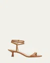 Stuart Weitzman Nudist Leather Ankle-wrap Sandals In Cream