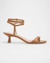 Stuart Weitzman Nudist Leather Ankle-wrap Sandals In Macchiato