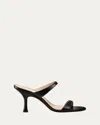 Stuart Weitzman Nudist Leather Slide Sandals In Black
