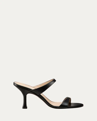 Stuart Weitzman Nudist Leather Slide Sandals In Black