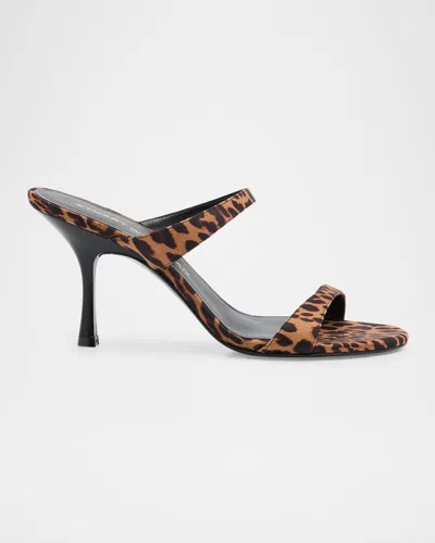 Stuart Weitzman Nudist Leopard Dual-band Slide Sandals In Animal Print