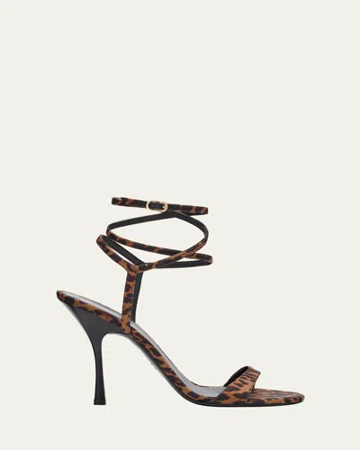 Stuart Weitzman Nudist Leopard-print Stiletto Wrap Sandals In Animal Print