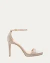 Stuart Weitzman Nudist Metallic Ankle-strap Platform Sandals In Pink