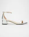 Stuart Weitzman Nudist Metallic Ankle-strap Sandals In Silver