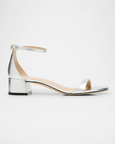 STUART WEITZMAN NUDIST METALLIC ANKLE-STRAP SANDALS