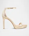 Stuart Weitzman Nudist Metallic Ankle-wrap Platform Sandals
