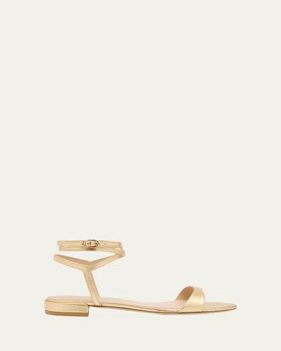 STUART WEITZMAN NUDIST METALLIC ANKLE-WRAP SANDALS
