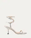 Stuart Weitzman Nudist Metallic Ankle-wrap Sandals In Silver