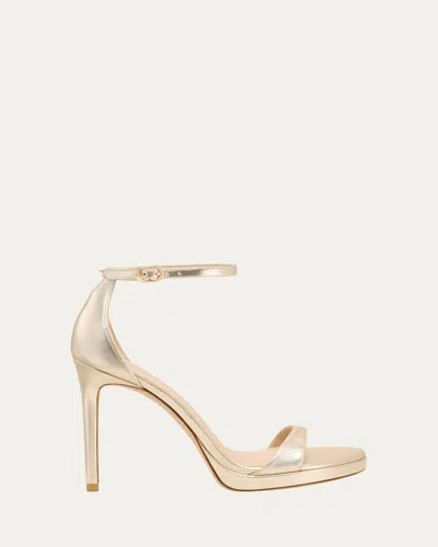 Stuart Weitzman Nudist Metallic Ankle-wrap Platform Sandals In Multi