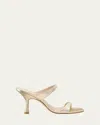 Stuart Weitzman Nudist Metallic Dual-band Slide Sandals In Gold