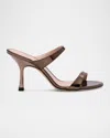 Stuart Weitzman Nudist Metallic Leather Slide Sandals In Brown