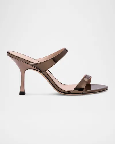 Stuart Weitzman Nudist Metallic Leather Slide Sandals In Brown