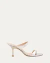 Stuart Weitzman Nudist Metallic Leather Slide Sandals In Silver