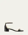 Stuart Weitzman Nudist Patent Ankle-strap Sandals In Black